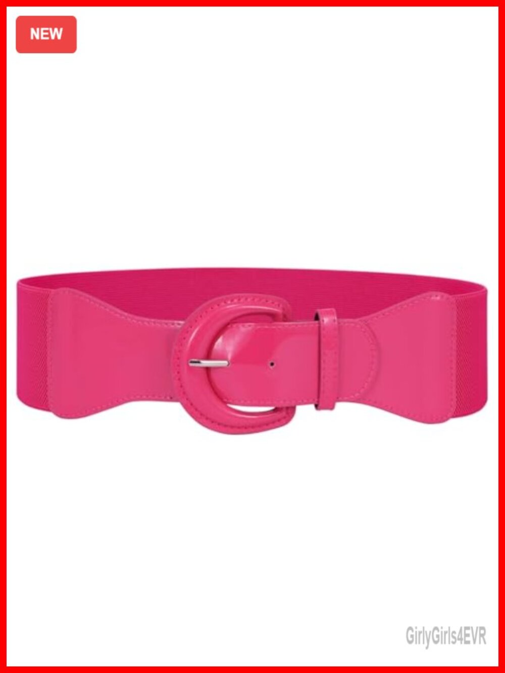 Wide Elastic Belt Women Vintage Chunky Buckle Patent Leather Stretch Waist Belt
